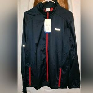 Reebok Size Large PLAYDRY SE Athletic Navy Windbreaker Jacket Womens Spring!!